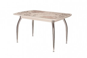 Стол Бостон-3 раздвижной, ваниль, фотопечать/хром триумф в Пыть-Яхе - pyt-yah.mebel-tymen.ru | фото