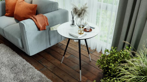 Стол журнальный «Vira» Черный муар, Белый мрамор в Пыть-Яхе - pyt-yah.mebel-tymen.ru | фото