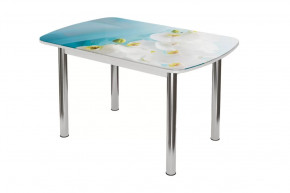 Стол овальный Бостон-2 Белая орхидея, 1100*700 мм, хром брифинг в Пыть-Яхе - pyt-yah.mebel-tymen.ru | фото