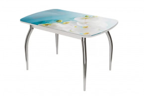 Стол овальный Бостон-2 Белая орхидея, 1100*700 мм, хром триумф в Пыть-Яхе - pyt-yah.mebel-tymen.ru | фото