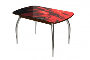 Стол овальный Бостон-2 Красная гербера/венге 1100*700 мм, хром триумф в Пыть-Яхе - pyt-yah.mebel-tymen.ru | фото