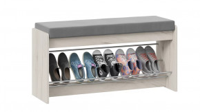 Тумба для обуви «Тайм» тип 2 Дуб крафт белый/Велюр серый в Пыть-Яхе - pyt-yah.mebel-tymen.ru | фото