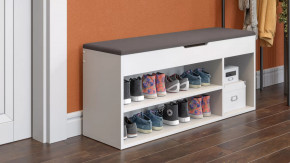 Тумба для обуви Тип 12 Белый Ясень, Велюр Серый в Пыть-Яхе - pyt-yah.mebel-tymen.ru | фото