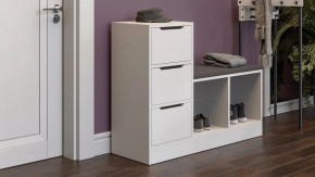 Тумба для обуви Тип 14 Белый Ясень, Велюр Серый в Пыть-Яхе - pyt-yah.mebel-tymen.ru | фото