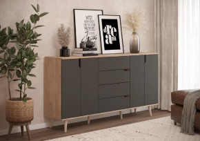 Тумба многофункциональная 6-56002 Дуб Крафт Табачный/Графит в Пыть-Яхе - pyt-yah.mebel-tymen.ru | фото