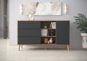 Тумба многофункциональная 6-56003 Дуб Крафт Табачный/Графит в Пыть-Яхе - pyt-yah.mebel-tymen.ru | фото