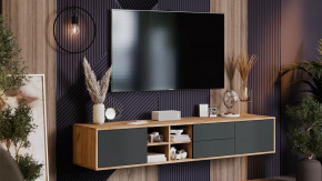 Тумба ТВ тип 5 Дуб Крафт золотой, Антрацит в Пыть-Яхе - pyt-yah.mebel-tymen.ru | фото